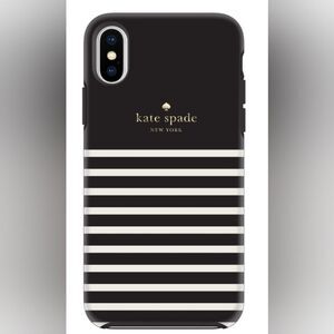 Kate Spade Soft Touch Case for Apple iPhone XS and X - Feeder Stripe Black/Cream